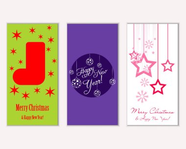 vektör çizim kış tatil tebrik kartları