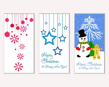 mutlu Noeller ve mutlu yeni yıl tebrik kartları vektör çizim