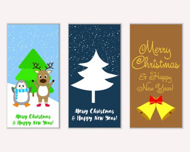 vektör çizim kış tatil tebrik kartları