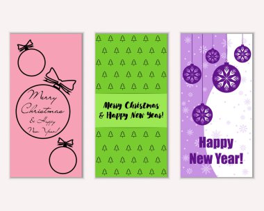 Renkli Noel kartları ile yeni yıl süslemeleri, illüstrasyon vektör