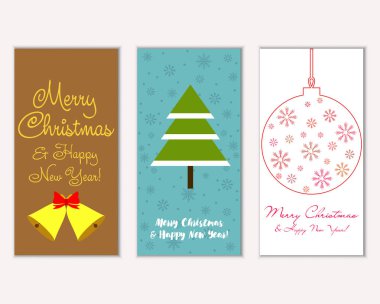 vektör çizim kış tatil tebrik kartları