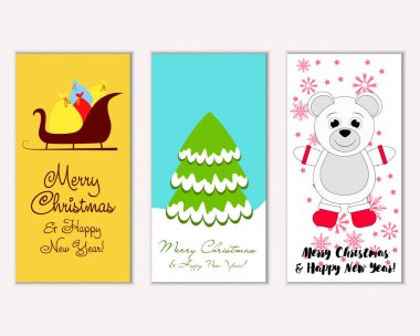 vektör çizim kış tatil tebrik kartları