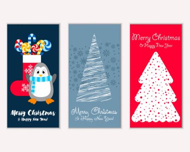 Renkli Noel kartları ile yeni yıl süslemeleri, illüstrasyon vektör