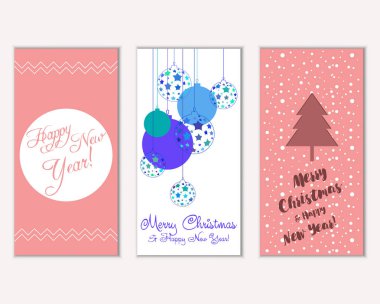 Renkli Noel kartları ile yeni yıl süslemeleri, illüstrasyon vektör