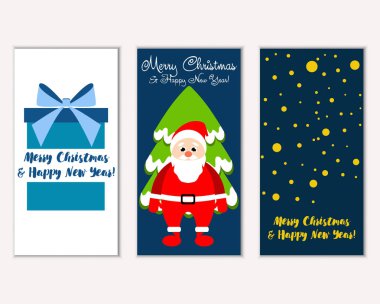 mutlu Noeller ve mutlu yeni yıl tebrik kartları vektör çizim     