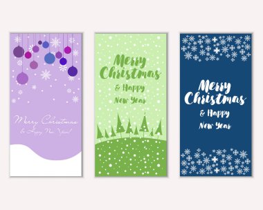 mutlu Noeller ve mutlu yeni yıl tebrik kartları vektör çizim