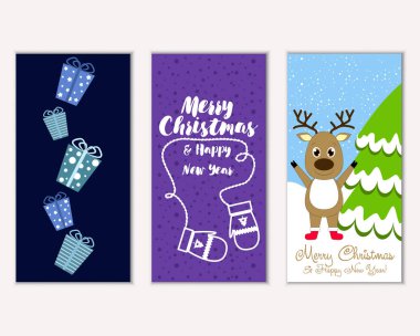 vektör çizim kış tatil tebrik kartları