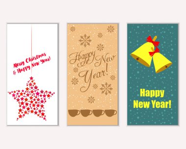 vektör çizim kış tatil tebrik kartları