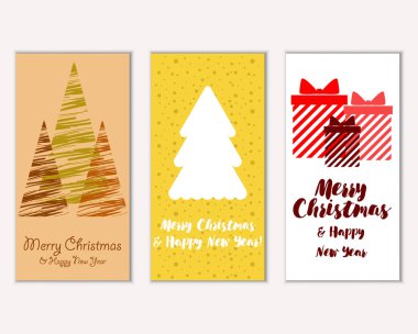 Mutlu Noeller ve mutlu yeni yıl tebrik kartları. Vektör çizim   