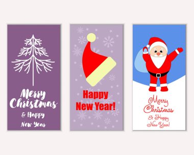 vektör çizim kış tatil tebrik kartları