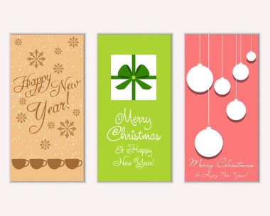 vektör çizim kış tatil tebrik kartları