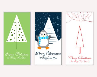 mutlu Noeller ve mutlu yeni yıl tebrik kartları vektör çizim     