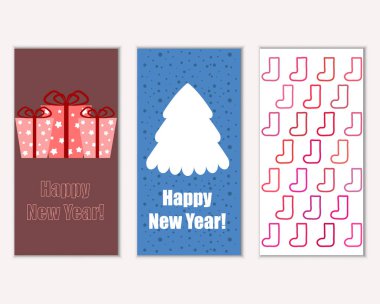 mutlu Noeller ve mutlu yeni yıl tebrik kartları vektör çizim     