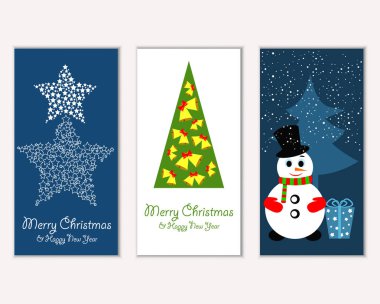 Mutlu Noeller ve mutlu yeni yıl tebrik kartları. Vektör çizim   