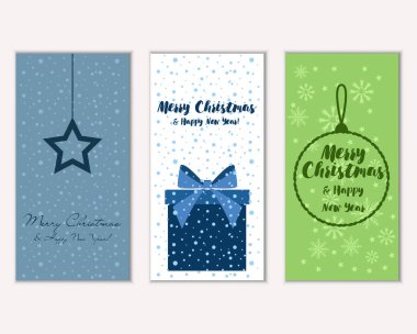 mutlu Noeller ve mutlu yeni yıl tebrik kartları vektör çizim      
