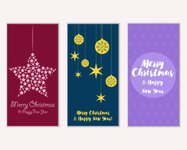 Renkli Noel kartları ile yeni yıl süslemeleri, illüstrasyon vektör