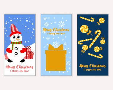 mutlu Noeller ve mutlu yeni yıl tebrik kartları vektör çizim       