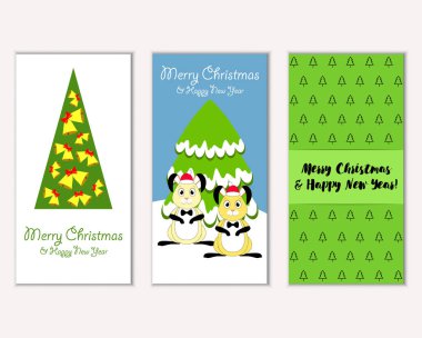 Renkli Noel kartları ile yeni yıl süslemeleri, illüstrasyon vektör