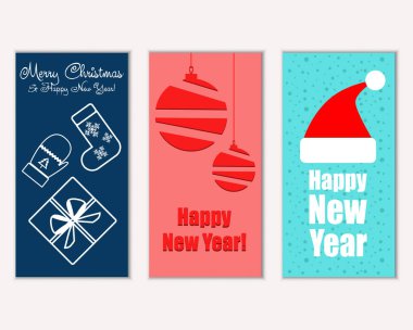 mutlu Noeller ve mutlu yeni yıl tebrik kartları vektör çizim
