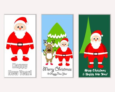 mutlu Noeller ve mutlu yeni yıl tebrik kartları vektör çizim       