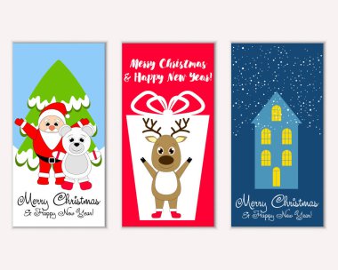 Renkli Noel kartları ile yeni yıl süslemeleri, illüstrasyon vektör