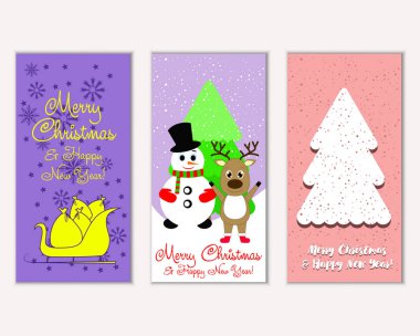 Mutlu Noeller ve mutlu yeni yıl tebrik kartları. Vektör çizim 