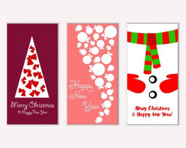 vektör çizim kış tatil tebrik kartları