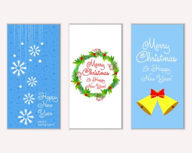 Renkli Noel kartları ile yeni yıl süslemeleri, illüstrasyon vektör