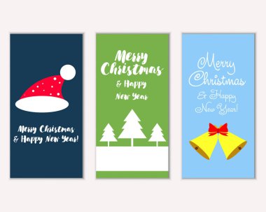 mutlu Noeller ve mutlu yeni yıl tebrik kartları vektör çizim
