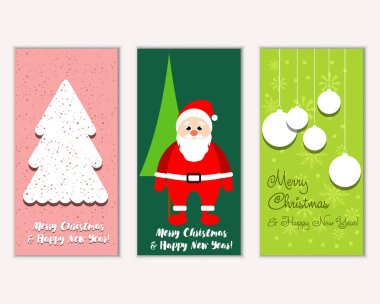 mutlu Noeller ve mutlu yeni yıl tebrik kartları vektör çizim       