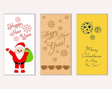 mutlu Noeller ve mutlu yeni yıl tebrik kartları vektör çizim