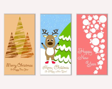 vektör çizim kış tatil tebrik kartları