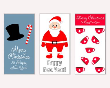 mutlu Noeller ve mutlu yeni yıl tebrik kartları vektör çizim       