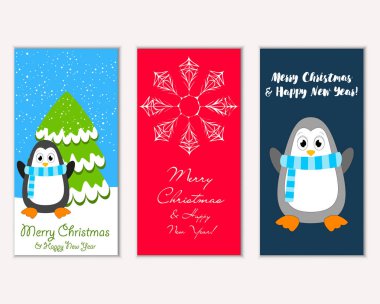 Mutlu Noeller ve mutlu yeni yıl tebrik kartları. Vektör çizim 