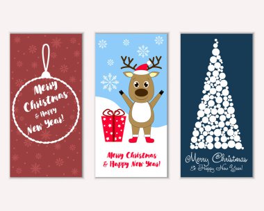 vektör çizim kış tatil tebrik kartları