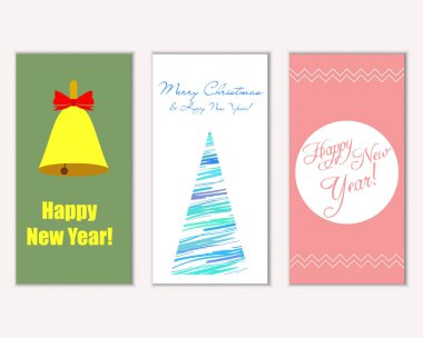 Renkli Noel kartları ile yeni yıl süslemeleri, illüstrasyon vektör