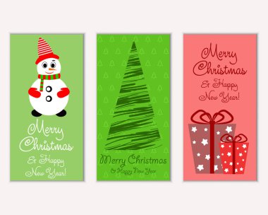 Mutlu Noeller ve mutlu yeni yıl tebrik kartları. Vektör çizim     