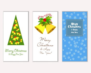 Renkli Noel kartları ile yeni yıl süslemeleri, illüstrasyon vektör