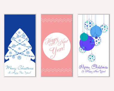 Renkli Noel kartları ile yeni yıl süslemeleri, illüstrasyon vektör