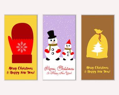 Mutlu Noeller ve mutlu yeni yıl tebrik kartları. Vektör çizim     