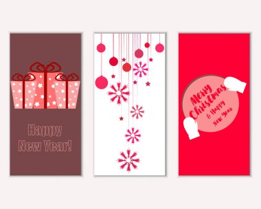mutlu Noeller ve mutlu yeni yıl tebrik kartları vektör çizim      