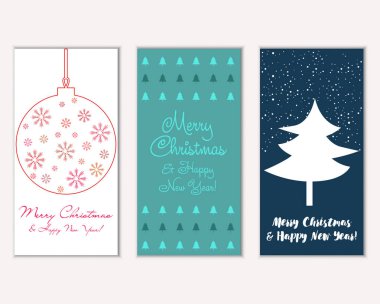 vektör çizim kış tatil tebrik kartları