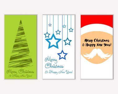 mutlu Noeller ve mutlu yeni yıl tebrik kartları vektör çizim     