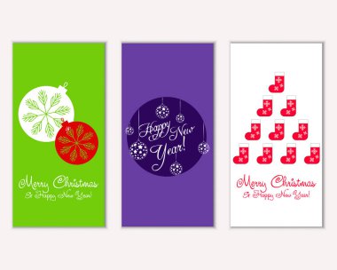 vektör çizim kış tatil tebrik kartları