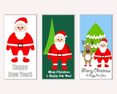 mutlu Noeller ve mutlu yeni yıl tebrik kartları vektör çizim       