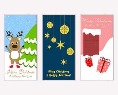 vektör çizim kış tatil tebrik kartları