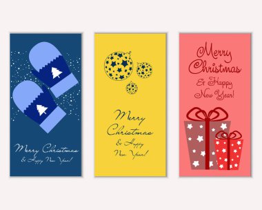 mutlu Noeller ve mutlu yeni yıl tebrik kartları vektör çizim