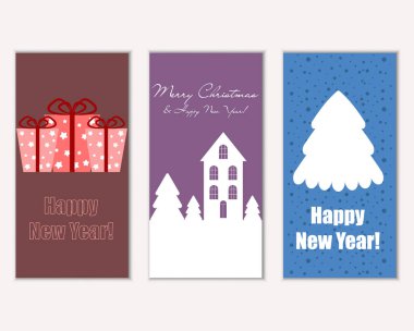 mutlu Noeller ve mutlu yeni yıl tebrik kartları vektör çizim     