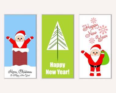 vektör çizim kış tatil tebrik kartları