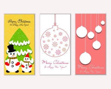 vektör çizim kış tatil tebrik kartları